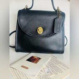New Never Used Vintage Coach Regina Top Handle Crossbody Bag 9983 Black Leather